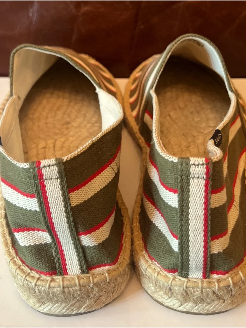 Soludos Mens Original Espadrille Shoes Olive Ivory Red Striped Sz 11 New without